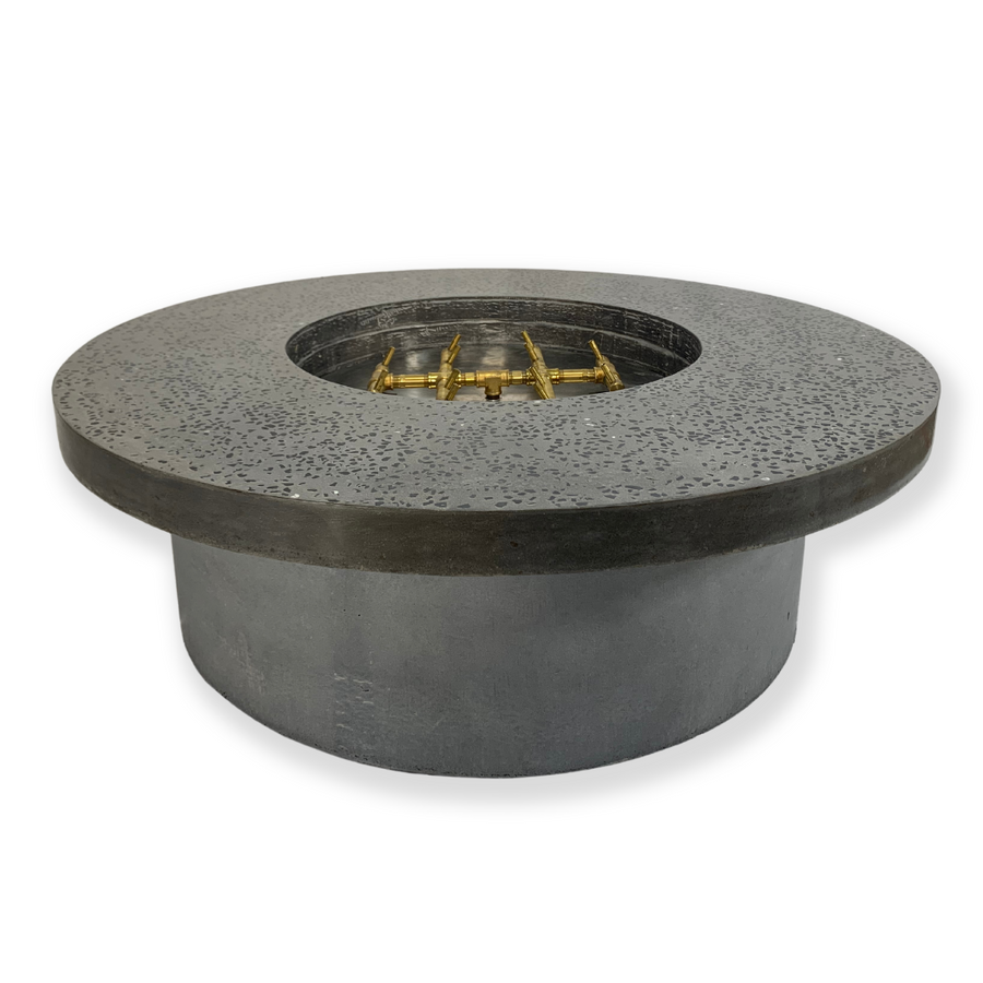 Classic Black Terrazzo Stone Inlay - 120K BTU - Large 48"D x 16"H - Concrete - Gathering Stone Fire Pit Table