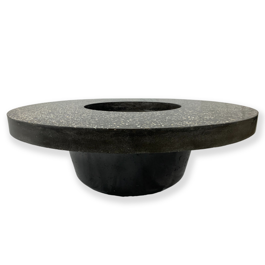 Mother of Pearl Terrazzo Fire Pit Table - Black Concrete - 85K BTU - 42" Round x 14"H | Gathering Stone Fire Pit Table